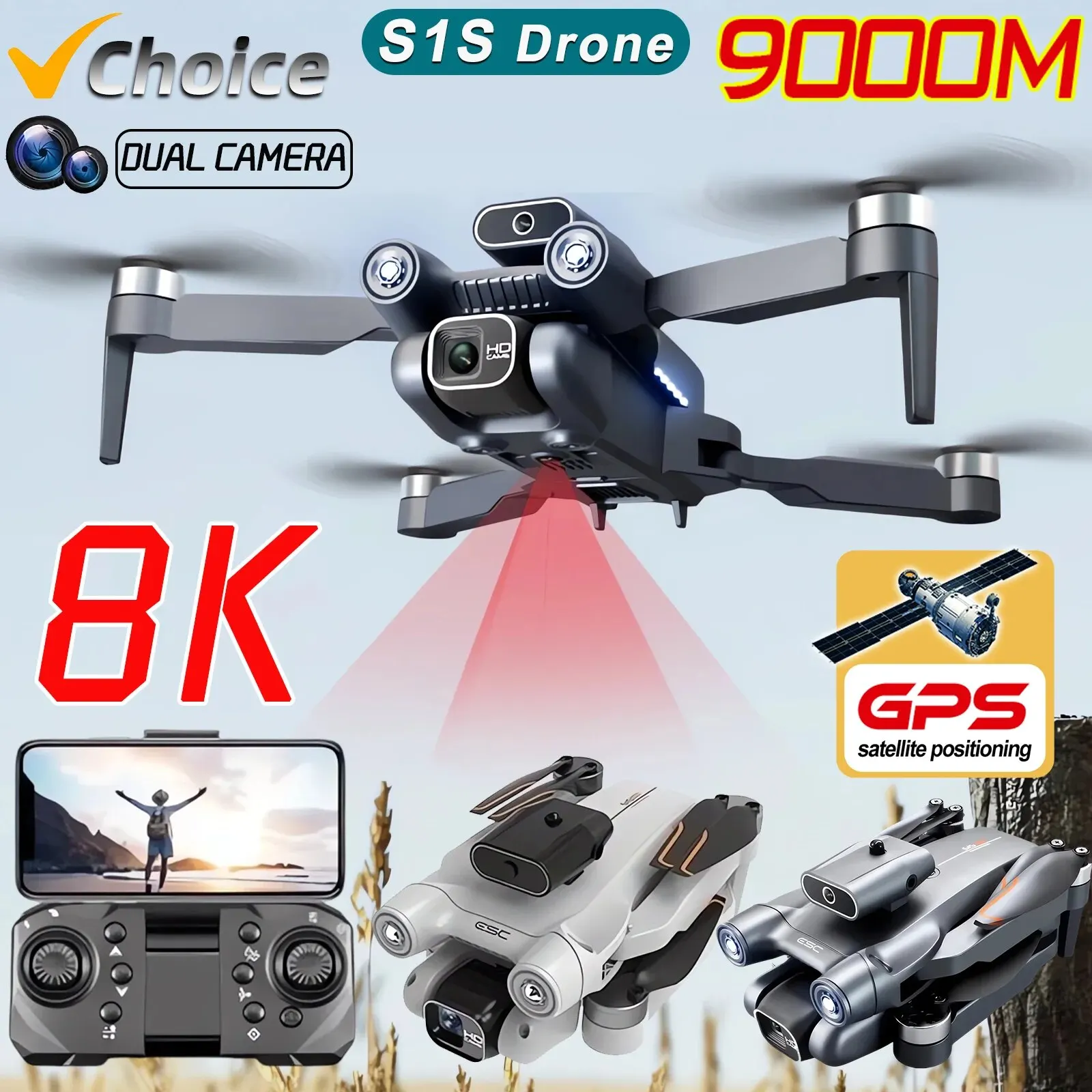 プロのブラシレスモーター付きドローン,GPS付きクワッドコプ - Drone Camera Professional のレビューと価格
