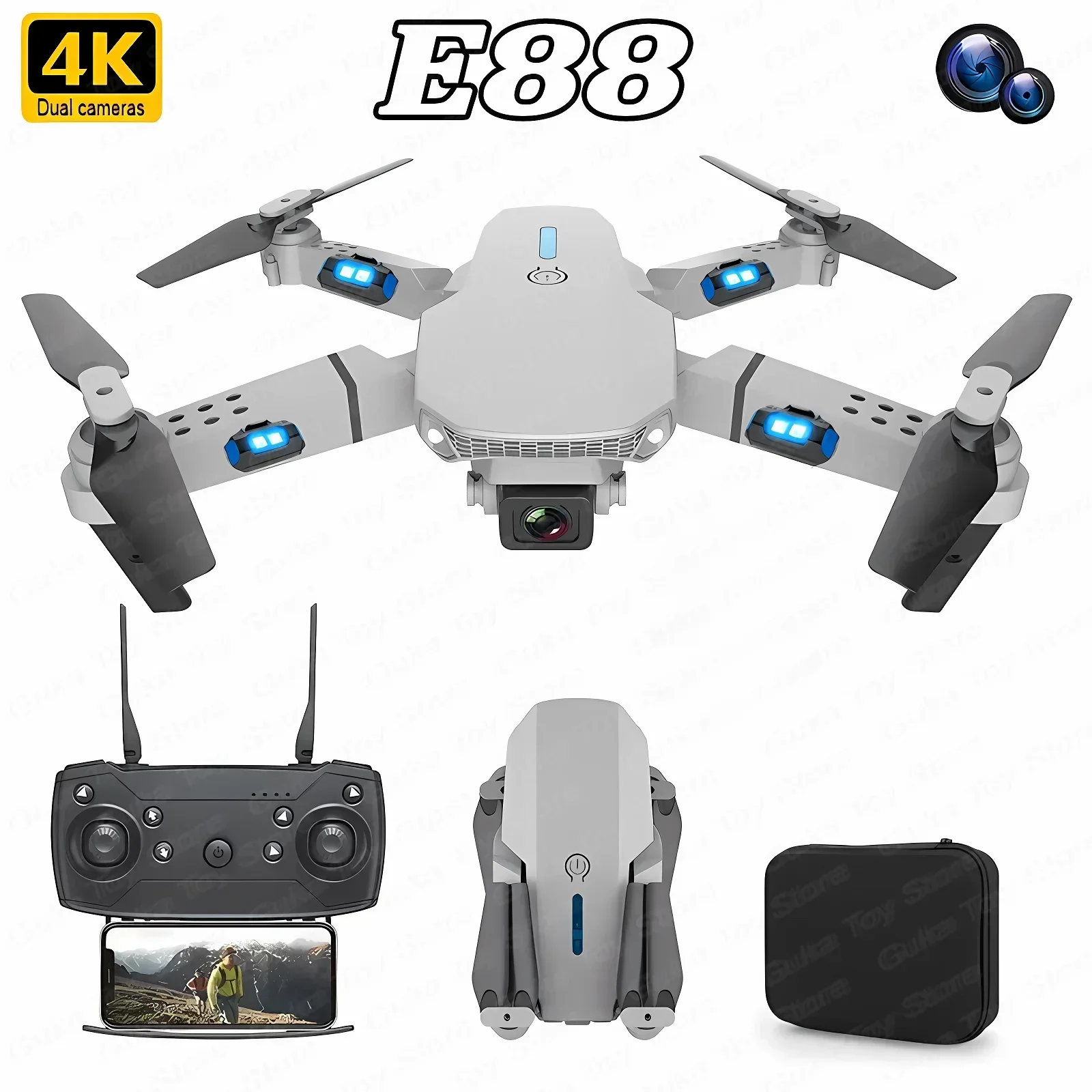 折りたたみ式クワッドコプター,e88プロ広角fpv,wifi - Drone Camera Wide Angle のレビューと価格